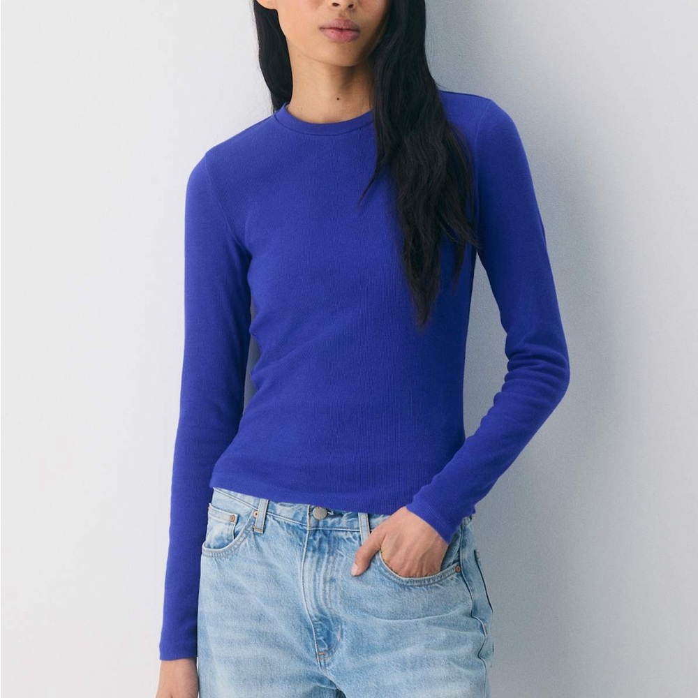 TNA Aritzia  Home stretch ribbed cotton long sleeve sz m